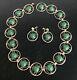 Los Ballesteros Vintage Mexican Sterling Silver Green Onyx Necklace Earrings Set