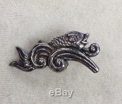 Los Castillo Vintage 1940's Sterling Taxco Fish LeapingThrough Waves EARRINGS