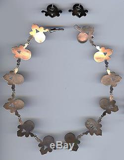 Los Castillo Vintage Mexico Sterling Silver Amethyst Necklace & Earrings Set