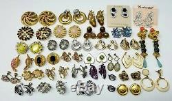 Lot of 33 Vintage Signed Earrings LOT -Barclay, Sherman, Kramer, Trifari, Coro, Sterl