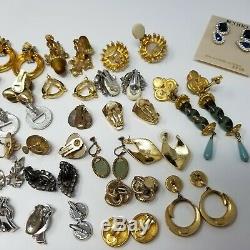 Lot of 33 Vintage Signed Earrings LOT -Barclay, Sherman, Kramer, Trifari, Coro, Sterl
