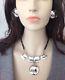 Louis Booth Vintage Sterling Necklace & Earring Set With Onyx Hand Sign By Booth