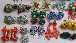 Lovely vintage earrings lot Trifari Panetta Germany Glass Cluster Beads Sterling