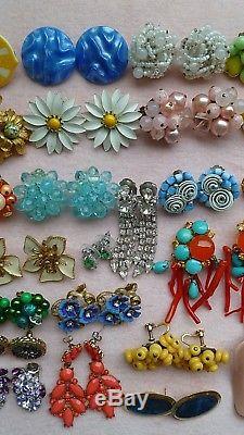 Lovely vintage earrings lot Trifari Panetta Germany Glass Cluster Beads Sterling