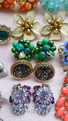 Lovely vintage earrings lot Trifari Panetta Germany Glass Cluster Beads Sterling