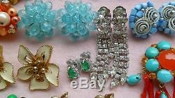 Lovely vintage earrings lot Trifari Panetta Germany Glass Cluster Beads Sterling