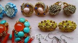 Lovely vintage earrings lot Trifari Panetta Germany Glass Cluster Beads Sterling