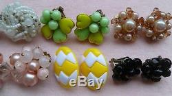 Lovely vintage earrings lot Trifari Panetta Germany Glass Cluster Beads Sterling