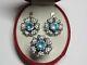 Marvelous Vintage Earrings Ring Blue Stones Sterling Silver 925 Russian Size 7