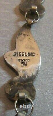 MCM 50s vtg signed TAXCO STERLING INLAY PARURE set choker bracelet screw earring