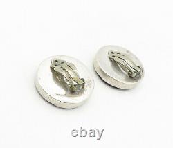 MEXICO 925 Silver Vintage Black Onyx Non Pierce Button Drop Earrings EG4589