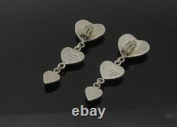 MEXICO 925 Silver Vintage Love Hearts Non Pierce Dangle Earrings EG11005