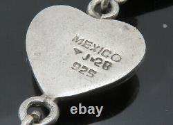 MEXICO 925 Silver Vintage Love Hearts Non Pierce Dangle Earrings EG11005