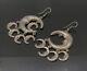 Mexico 925 Sterling Silver Vintage Crescent Moon Face Drop Earrings Eg10673