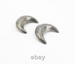 MEXICO 925 Sterling Silver Vintage Crescent Moon Non Pierce Earrings EG4307