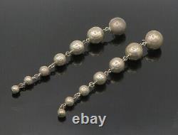 MEXICO 925 Sterling Silver Vintage Graduated Spheres Dangle Earrings EG9468