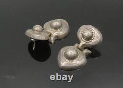 MEXICO 925 Sterling Silver Vintage Heavy Hinge Link Drop Earrings EG10258