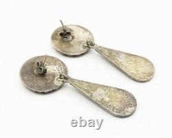 MEXICO 925 Sterling Silver Vintage Oxidized Linked Dangle Earrings EG5852