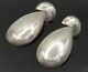 Mexico 925 Sterling Silver Vintage Shiny Pear Shape Dangle Earrings Eg11559