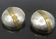 Mexico 925 Sterling Silver Vintage Two Tone Round Non Pierce Earrings Eg6170