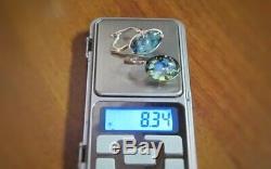 Marvelous Vintage Earrings Ring Size 9 Opal Sterling Silver 925 & Gold 375