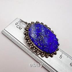 Massive Vintage Jewelry Earrings Sterling Silver 925 Lapis Lazuli Gemstone 15.5g