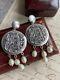Massive Vintage Sterling Silver 800 Woman's Jewelry Earrings Mother Of Pearl 27g