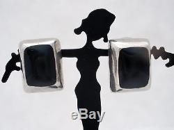 Mexican Sterling Silver Black Onyx Set Bracelet Earrings & Pendant Vintage 925