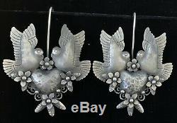 Mexican Vintage Style Sterling Silver Love Birds Frida Earrings