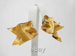 Mignon Faget Vintage Ribbon Clip On Earrings Gold Vermeil Sterling Silver