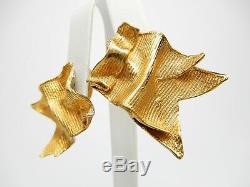 Mignon Faget Vintage Ribbon Clip On Earrings Gold Vermeil Sterling Silver