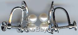 Mikimoto Vintage Sterling Silver Three Pearl Swirls Screwback Earrings