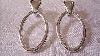 Monet Oval Hoops Clip On Earrings Silver Tone Vintage