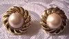 Monet Pearl Bead Clip On Pierced Gold Silver Earrings Vintage Jewelry