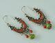 Musi Hunt Sterling Coral Turquoise Drop Dangle Vintage Earrings Silver Sundance