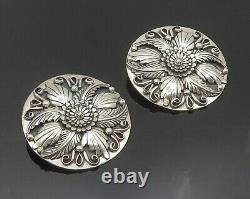 NAVAJO 925 Silver Vintage Flower Swirl Motif Non Pierce Earrings EG10202