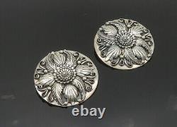 NAVAJO 925 Silver Vintage Flower Swirl Motif Non Pierce Earrings EG10202