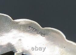 NAVAJO 925 Sterling Silver Vintage Shiny Feathers Dangle Earrings EG10203