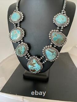 NA Necklace Navajo Squash Pendant Sterling Silver Royston Turquoise Earrings 818