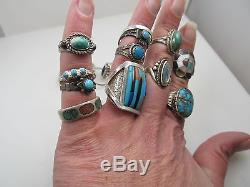 Nice Big Lot Of Vintage Native American Rings Bracelet Earrings Sterling Silver