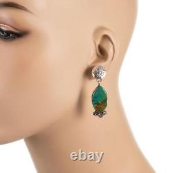 Native American Earrings Sterling Silver Green Turquoise SELENA WARNER Dangles