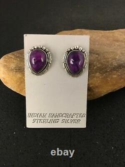 Native American SUGILITE Sterling Silver Earrings 1 Gift 8851