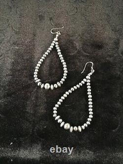 Native American Sterling Silver Navajo Pearls Bead Earrings Gift