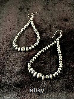 Native American Sterling Silver Navajo Pearls Bead Earrings Gift