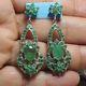 Natural! Emerald Earrings 42.25 Ct 925 Sterling Silver, Vintage Estate Jewelry