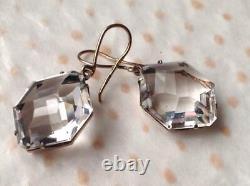 Natural Rock Crystal Earrings Gilt Sterling Silver 875 Vintage Soviet Leningrad