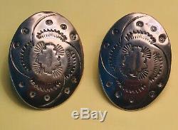 Navajo Native American Sterling Silver Concho Earrings Vintage, Superior Quality