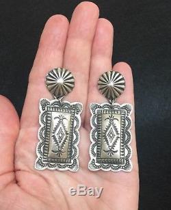 Navajo Sterling Silver Concho Earrings By Vincent Platero Large Vintage Style