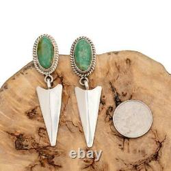 Navajo Turquoise Earrings Natural Arrow Sterling Silver Vintage Dangle Vintage