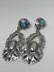 Navajo Vintage Sterling Silver And Turquoise Earrings By Tonya Marked 325